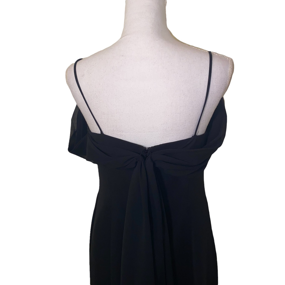 Vintage 90s Y2k Belsoie Draped Slinky Off Shoulder Maxi Evening Dress size 14 - Picture 6 of 10